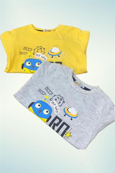 Mojo Erkek Çocuk Robo Robot Baskılı Uzun Kol T-shirt 123011 Sarı