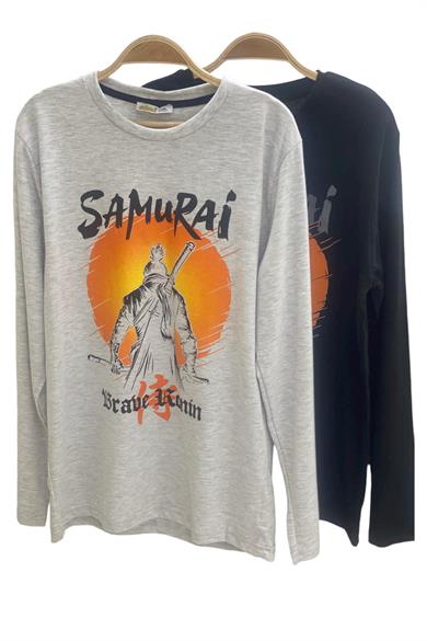 Mojo Erkek Çocuk Samurai Baskılı Uzun Kol T-shirt 423130 Siyah