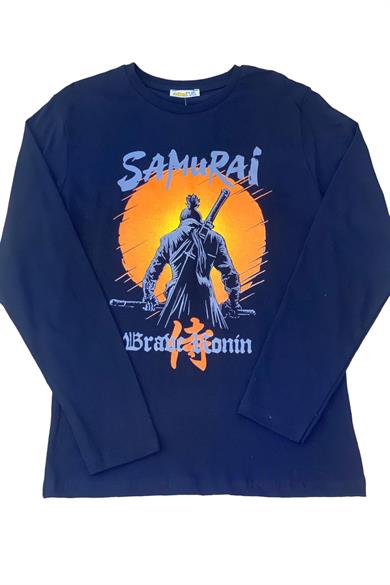 Mojo Erkek Çocuk Samurai Baskılı Uzun Kol T-shirt 423130 Siyah