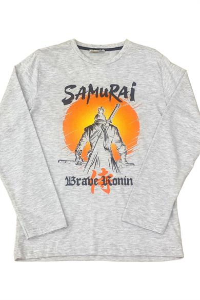Mojo Erkek Çocuk Samurai Baskılı Uzun Kol T-shirt 423130 Gri