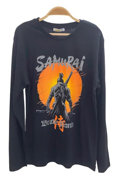 Mojo Erkek Çocuk Samurai Baskılı Uzun Kol T-shirt 423130 Siyah