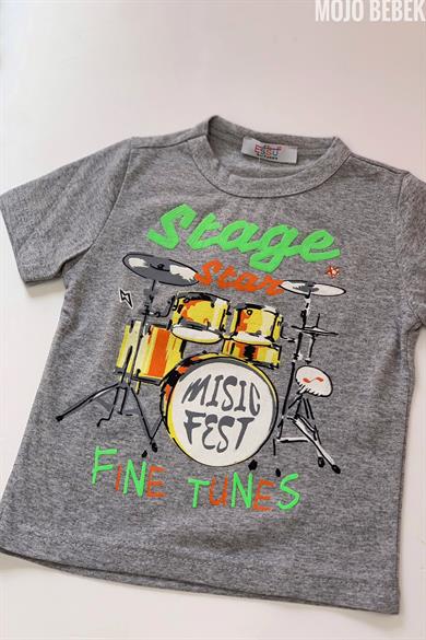 Mojo Erkek Çocuk Stage Star Desenli T-shirt 220901 Gri