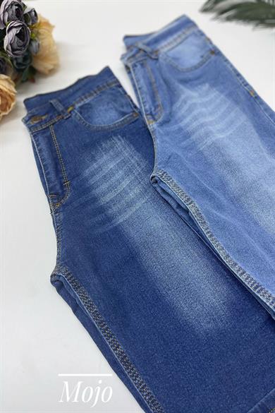 Mojo Erkek Çocuk 9-12 Yaş Taşlanmış Likralı Kot Şort Lacivert