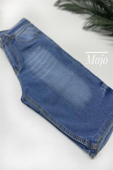 Mojo Erkek Çocuk 9-12 Yaş Taşlanmış Likralı Kot Şort Kot Mavi
