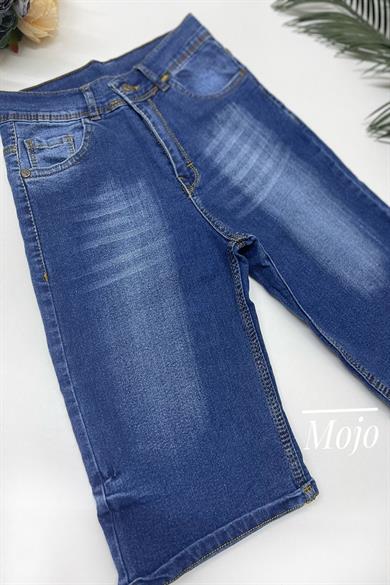 Mojo Erkek Çocuk 9-12 Yaş Taşlanmış Likralı Kot Şort Lacivert