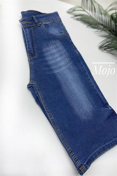 Mojo Erkek Çocuk 9-12 Yaş Taşlanmış Likralı Kot Şort Lacivert