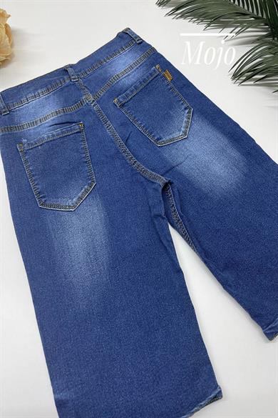 Mojo Erkek Çocuk 9-12 Yaş Taşlanmış Likralı Kot Şort Lacivert