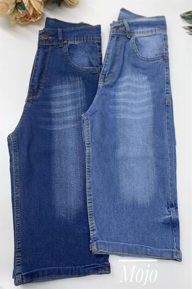 Mojo Erkek Çocuk 9-12 Yaş Taşlanmış Likralı Kot Şort Kot Mavi