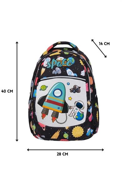 Mojo Erkek Çocuk Uzay Desenli Beslenme Ve Sırt Çantası 2567 Siyah