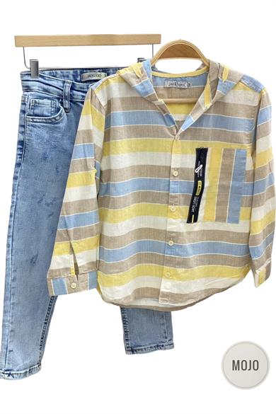 Mojo Erkek Çocuk Yıpratmalı Slim Fit Yüksek Bel Kot Pantolon 2313 Mavi