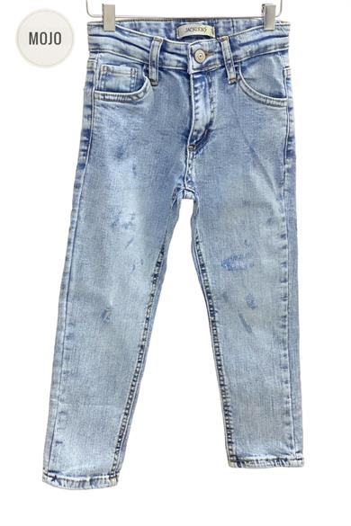 Mojo Erkek Çocuk Yıpratmalı Slim Fit Yüksek Bel Kot Pantolon 2313 Mavi