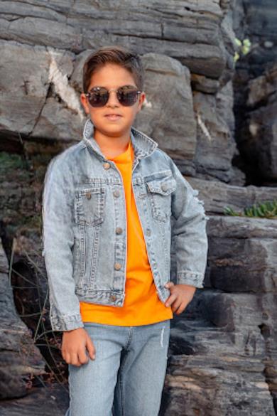 Mojo Erkek Çocuk Yırtık Detaylı Kot Ceket 23213 Kot Mavi