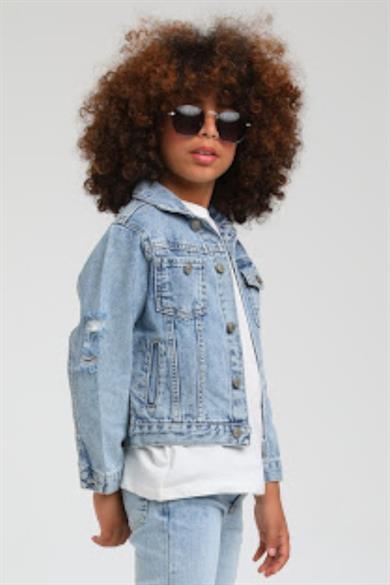 Mojo Erkek Çocuk Yırtık Detaylı Kot Ceket 23213 Kot Mavi