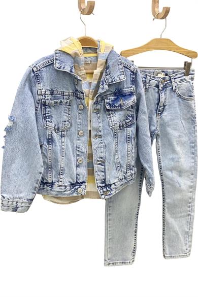 Mojo Erkek Çocuk Yırtık Detaylı Kot Ceket 23213 Kot Mavi