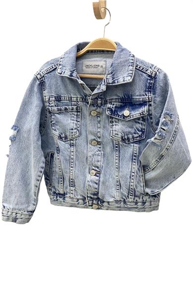 Mojo Erkek Çocuk Yırtık Detaylı Kot Ceket 23213 Kot Mavi