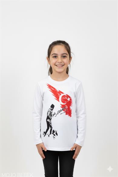 Mojo Garson Çocuk Atatürk Kocatepe Uzun Kol T-shirt 150220 Beyaz
