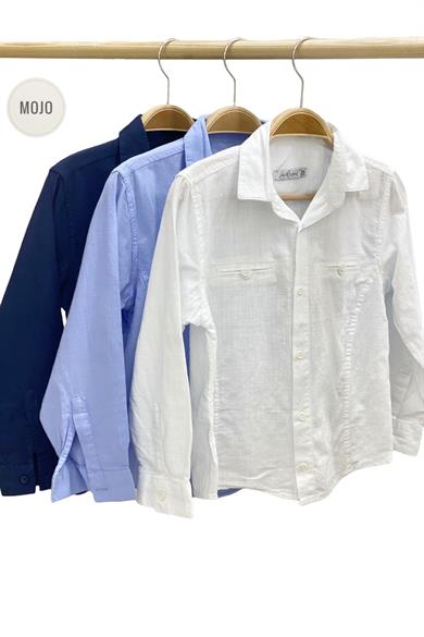 Mojo Garson Erkek Çocuk Keten Gömlek 22135 Mavi