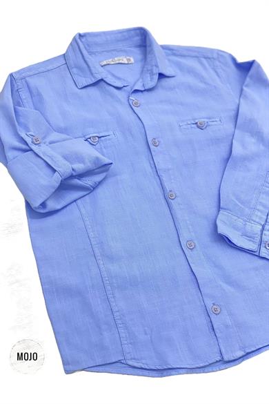 Mojo Garson Erkek Çocuk Keten Gömlek 22135 Mavi
