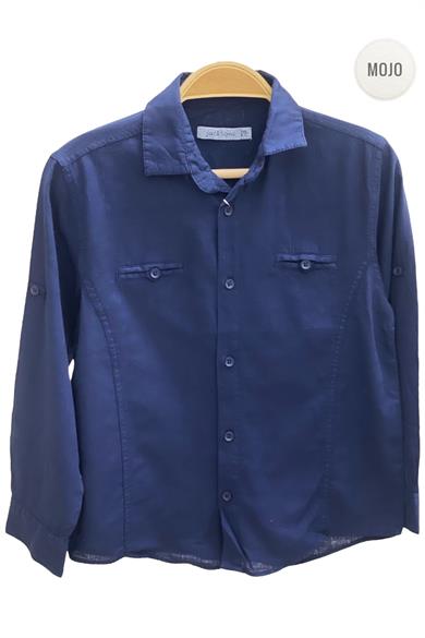 Mojo Garson Erkek Çocuk Keten Gömlek 22135 Lacivert
