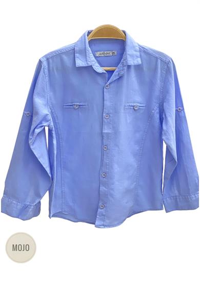 Mojo Garson Erkek Çocuk Keten Gömlek 22135 Mavi