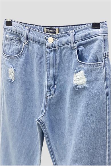 Mojo Garson Kız Çocuk Yüksek Bel Yıpratmalı Kot Pantolon 65772 Açık Mavi