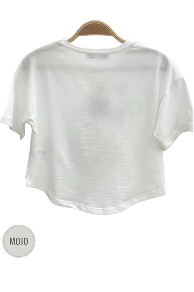 Mojo Kız Bebek 1-4 Yaş Çiçek Baskılı Kısa Kol T-shirt 35327 Ekru