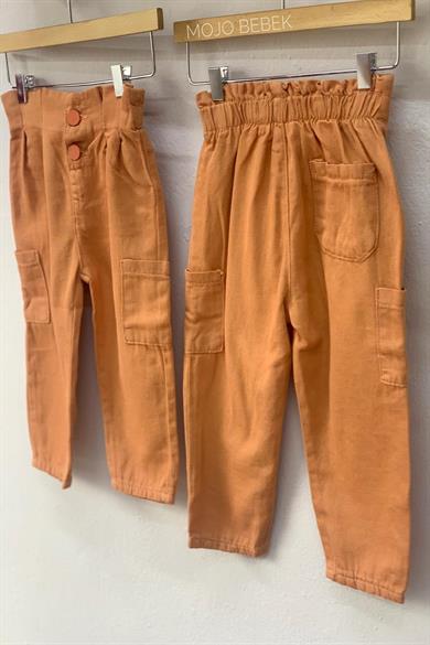 Mojo Kız Bebek 1-4 Yaş Çift Düğmeli Yazlık Mom Pantolon 2250 Somon