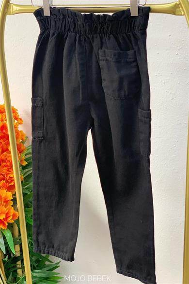 Mojo Kız Bebek 1-4 Yaş Çift Düğmeli Yazlık Mom Pantolon 2250 Siyah