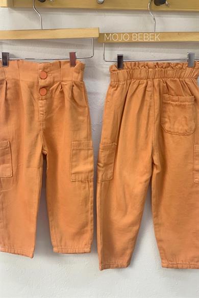 Mojo Kız Bebek 1-4 Yaş Çift Düğmeli Yazlık Mom Pantolon 2250 Somon