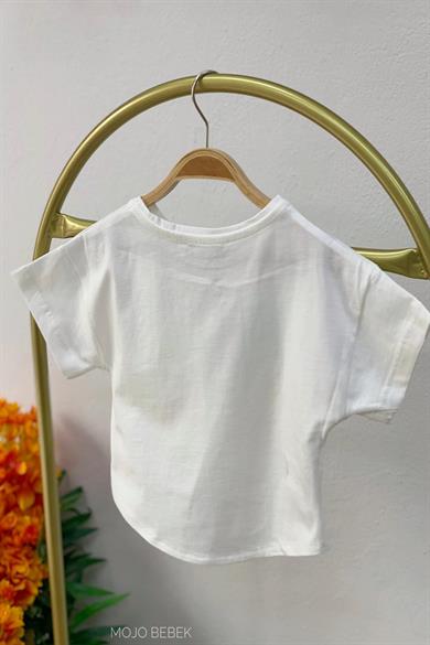Mojo Kız Bebek 1-4 Yaş Kız Desenli T-shirt 35311 Ekru