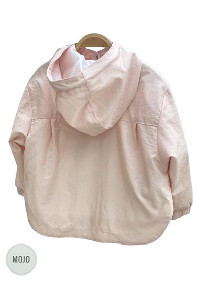 Mojo Kız Bebek 1-5 Yaş Paraşüt Astarlı Kapüşonlu Yağmurluk Pudra