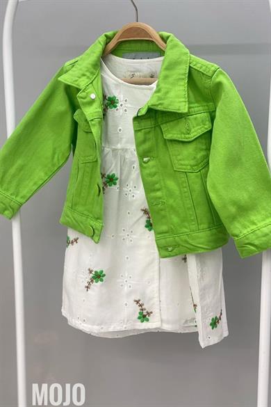 Mojo Kız Bebek 1-5 Yaş Renkli Denim Ceket Yeşil