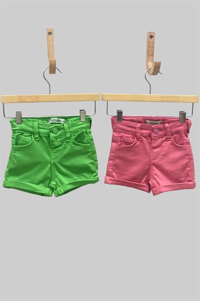Mojo Kız Bebek 1-5 Yaş Ultra Esnek Renkli Denim Şort 2360 Gülkurusu