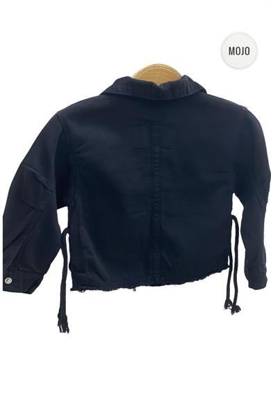 Mojo Kız Bebek 1-5 Yaş Yanları Büzgülü Kot Ceket Siyah