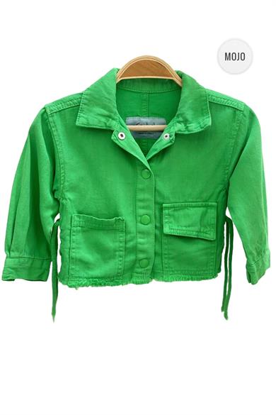 Mojo Kız Bebek 1-5 Yaş Yanları Büzgülü Kot Ceket Yeşil