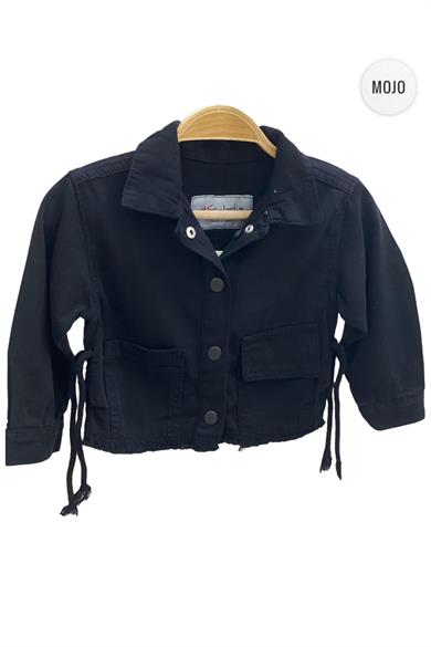 Mojo Kız Bebek 1-5 Yaş Yanları Büzgülü Kot Ceket Siyah