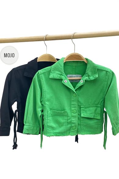 Mojo Kız Bebek 1-5 Yaş Yanları Büzgülü Kot Ceket Siyah