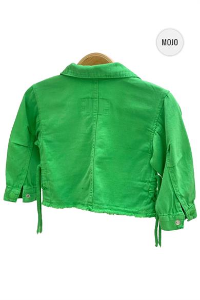 Mojo Kız Bebek 1-5 Yaş Yanları Büzgülü Kot Ceket Yeşil