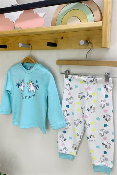 Mojo Kız Bebek 3-36 Ay Unicorn Desenli Pijama Takımı 6660