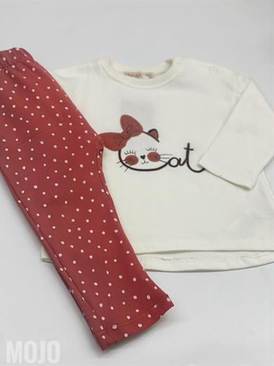 Mojo Kız Bebek 6-18 Ay Kedili İkili Takım 118420 Ekru