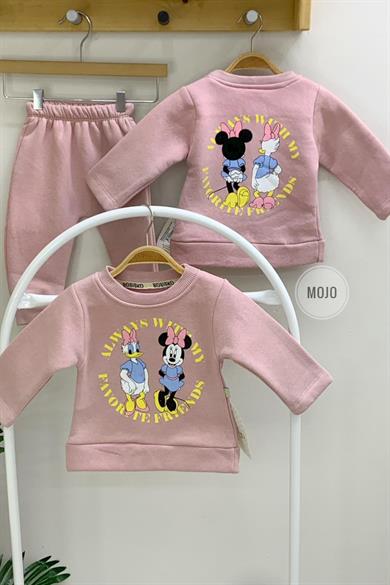 Mojo Kız Bebek 6-24 Ay Kışlık İçi Polar Eşofman Takımı 619