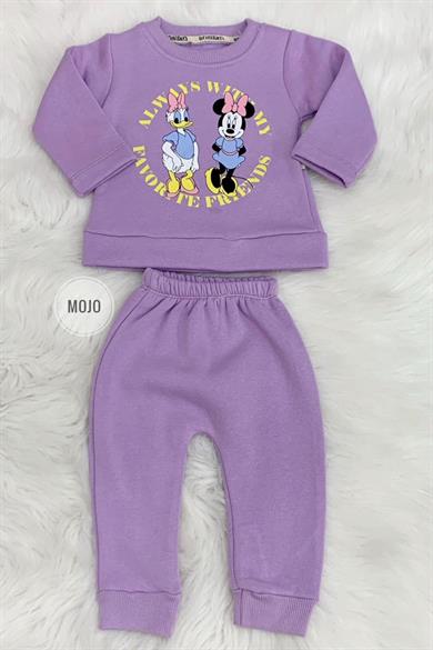 Mojo Kız Bebek 6-24 Ay Kışlık İçi Polar Eşofman Takımı 619
