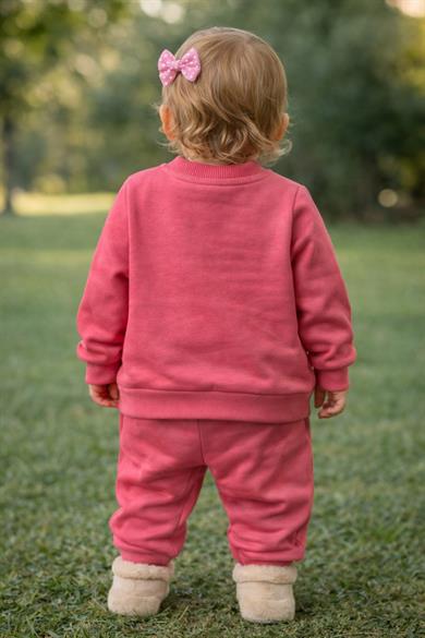 Mojo Kız Bebek 9-24 Ay Flower Baskılı Eşofman Takımı Pembe