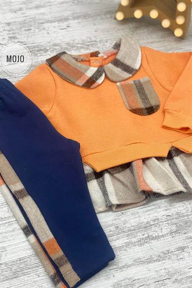 Mojo Kız Bebek 9-24 Ay Oduncu Yaka Şardonlu Takım 22835 Somon