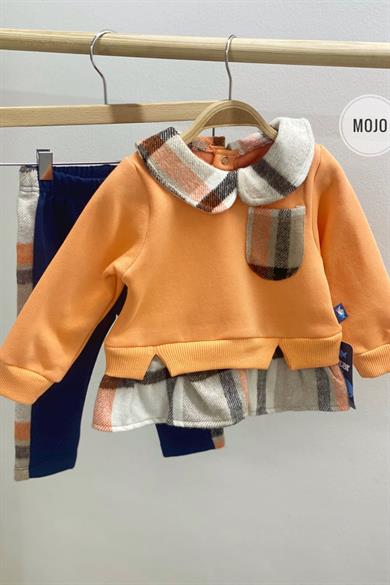 Mojo Kız Bebek 9-24 Ay Oduncu Yaka Şardonlu Takım 22835 Somon