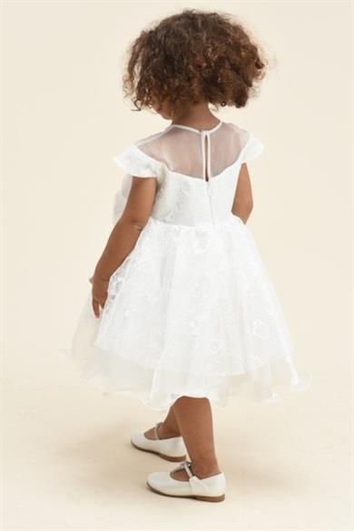 Mojo Kız Bebek 9-36 Ay Dantel Detaylı Kısa Abiye Elbise 5596 Ekru