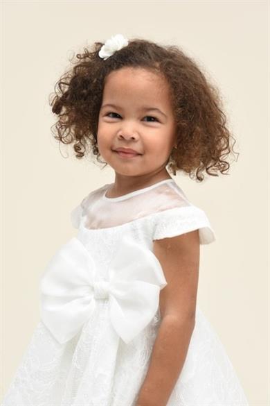 Mojo Kız Bebek 9-36 Ay Dantel Detaylı Kısa Abiye Elbise 5596 Ekru