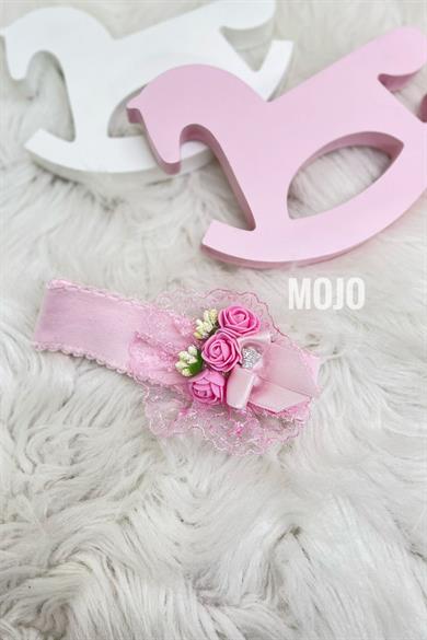 Mojo Kız Bebek Çiçek Detaylı Bandana 260 Pembe