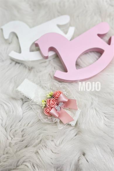 Mojo Kız Bebek Çiçek Detaylı Bandana 260 Krem