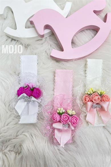 Mojo Kız Bebek Çiçek Detaylı Bandana 260 Pembe